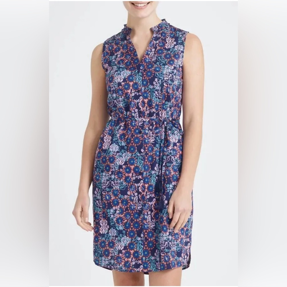 Sportscraft Liberty Print Cotton Midi Dress Blue Floral Size AU 8
